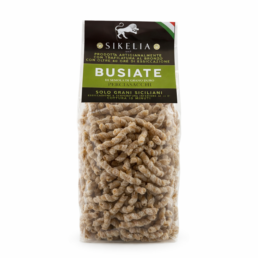 Busiate Integrali di Grano Duro Siciliano Perciasacchi 500 g – Pasta Artigianale Trafilata al Bronzo | Sikelia 1958